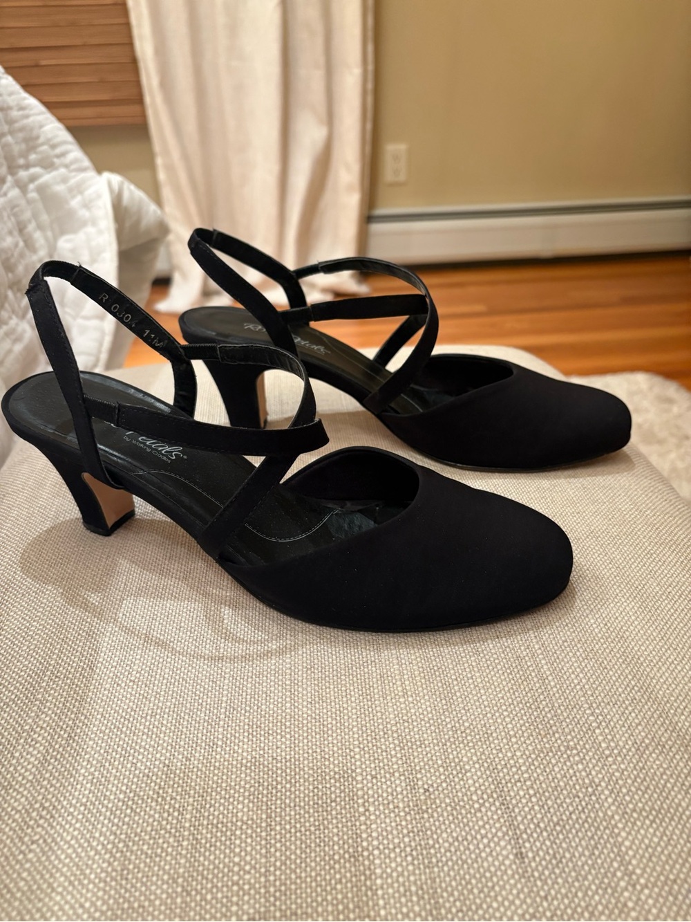 Black Crisscross Slingback 2” Heels by Rose Petals 11M
